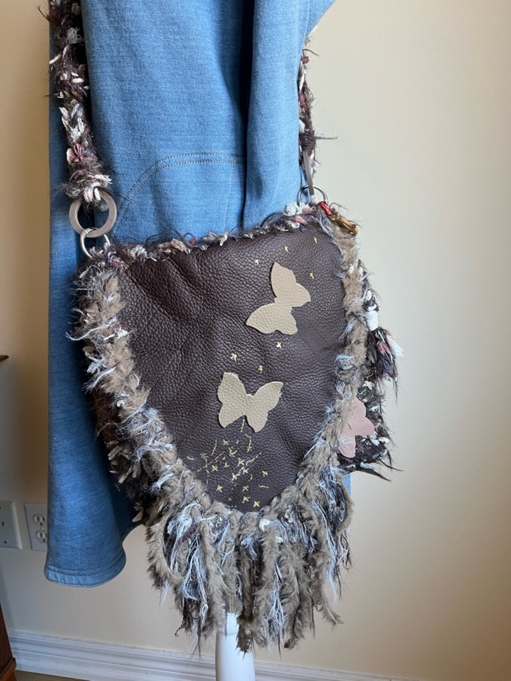 Handmade Mixed Yarn Crossbody Bag – One of a Kind